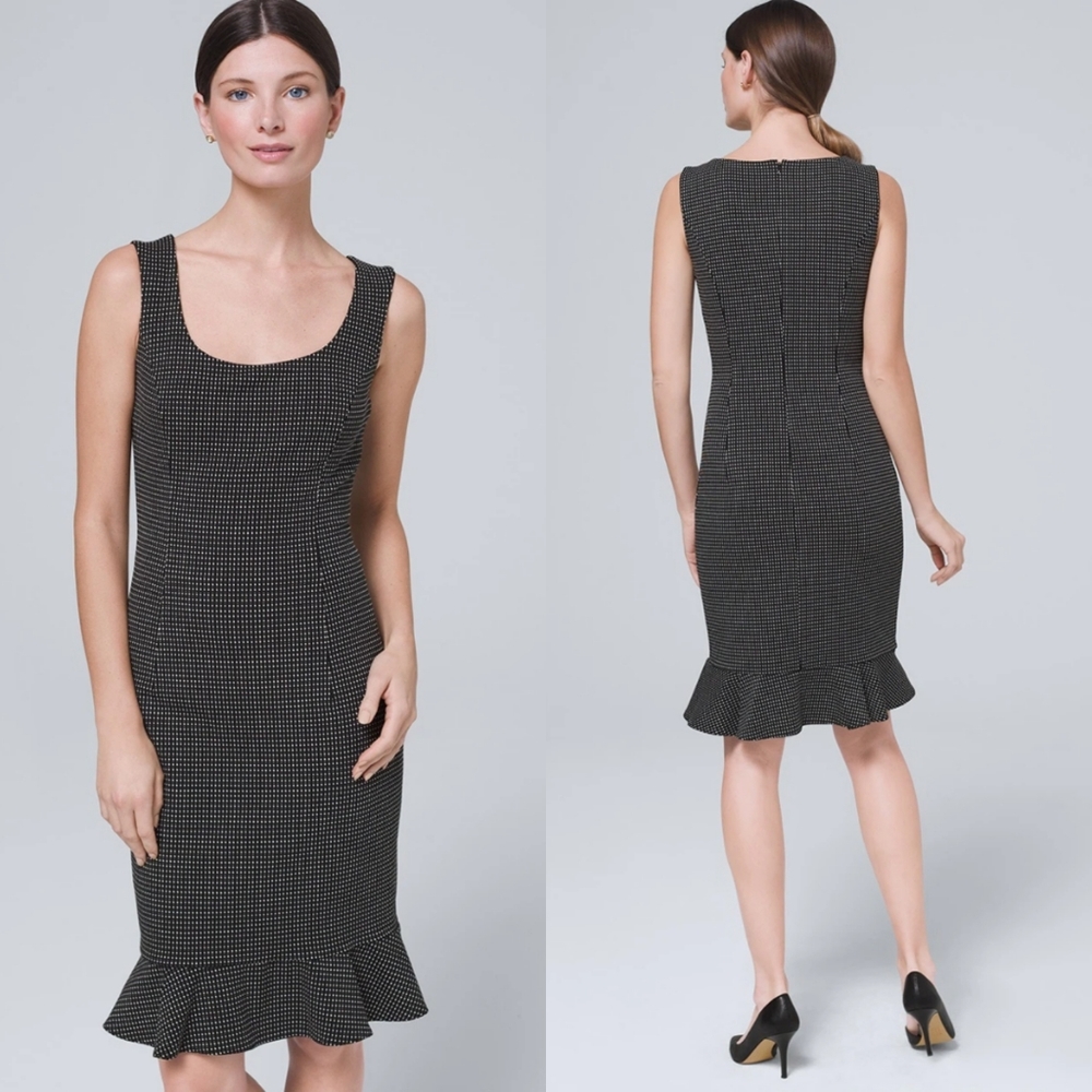 White House Black Market Black and White Midi Dress